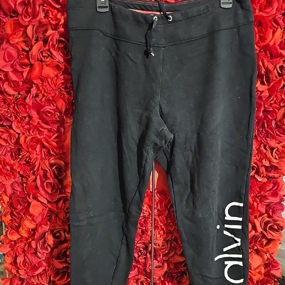Calvin Klein Women's Black Adjustable Waist Sweatpants Size Large